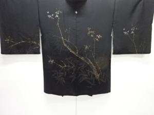 大正ロマン　枝花模様織出し一つ紋絵羽織